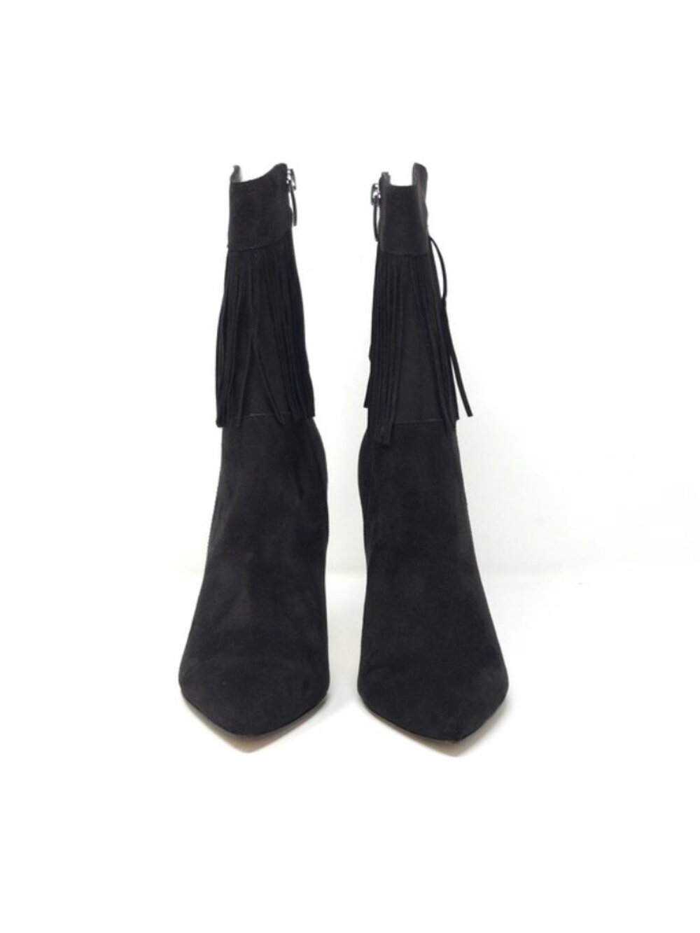 Nine West Tries2 Black Suede Fringe Stiletto Ankle Booties 7M - Picture 3 of 16